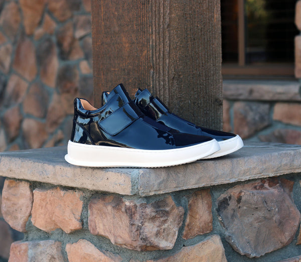 Carrucci High Top Calfskin Sneaker - Navy