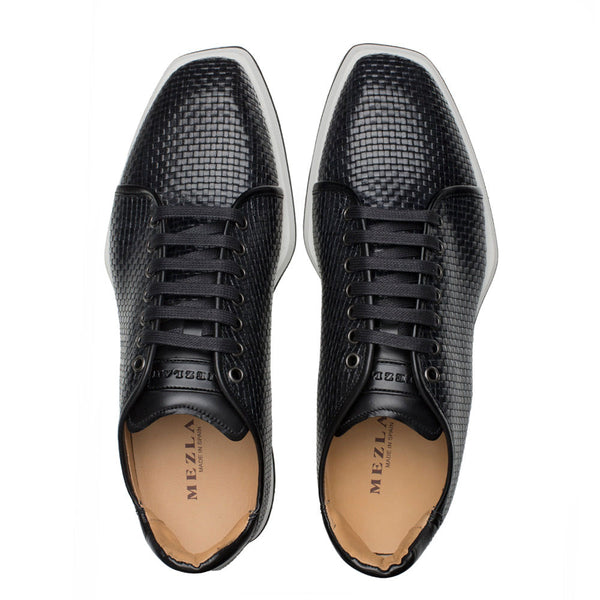 Mezlan Woven Calfskin Oxford - Black