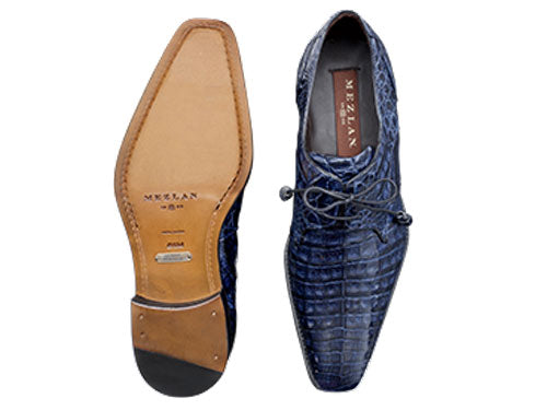 Mezlan Anderson Crocodile Oxford - Blue