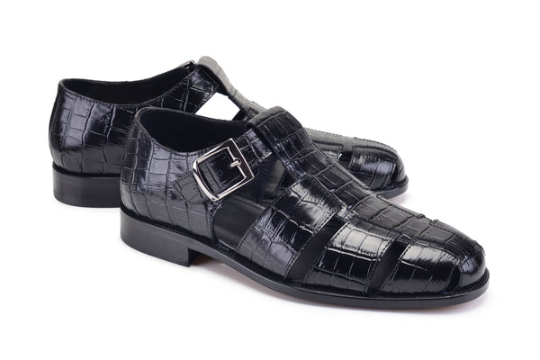 Pelle Exotics Crocodile Sandal - Black