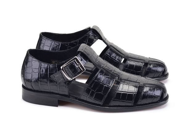 Pelle Exotics Crocodile Sandal - Black
