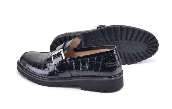 Pelle Crocodile Loafer - Black