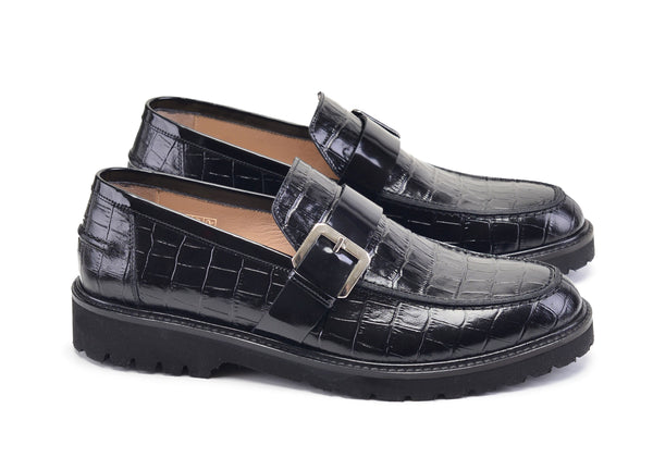 Pelle Crocodile Loafer - Black