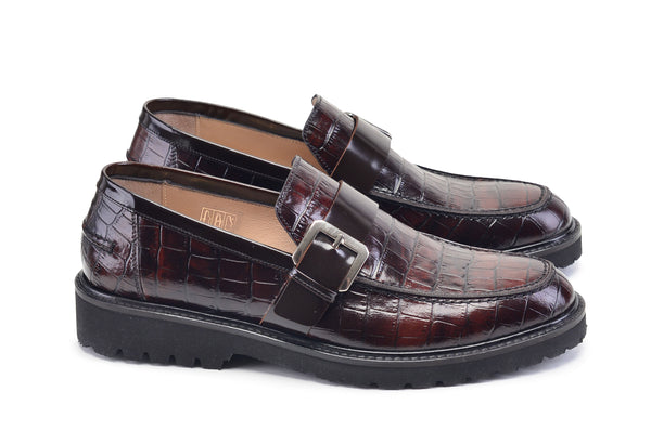 Pelle Crocodile Loafer - Brown