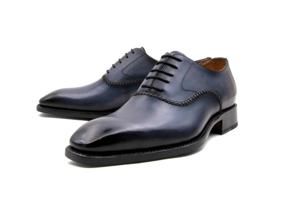 Ugo Vasare "Daniel" Burnished Calfskin Lace-Up Oxford Grey
