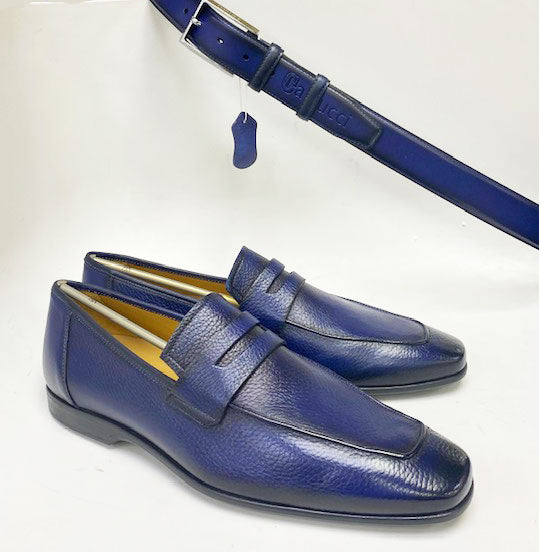 Mezlan Deerskin Penny Loafer - Blue