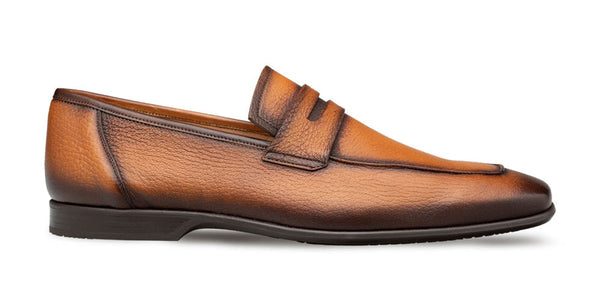 Mezlan Deerskin Penny Loafer - Cognac
