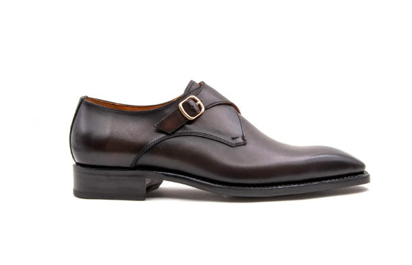 Ugo Vasare "Edward Sr." Burnished Calfskin Monkstrap Shoe Brown