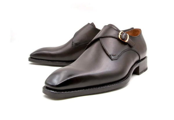 Ugo Vasare "Edward Sr." Burnished Calfskin Monkstrap Shoe Brown