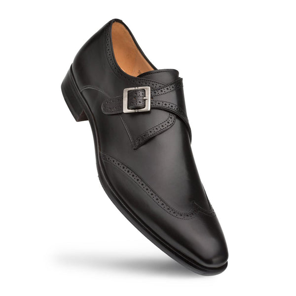 Mezlan Forest Calfskin Monkstrap - Black