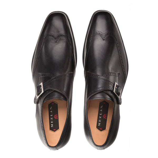 Mezlan Forest Calfskin Monkstrap - Black