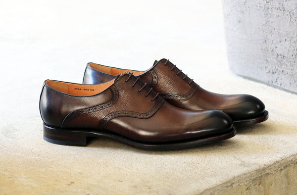 Ugo Vasare "Hudson" Burnished Calfskin Lace-Up Oxford Brown