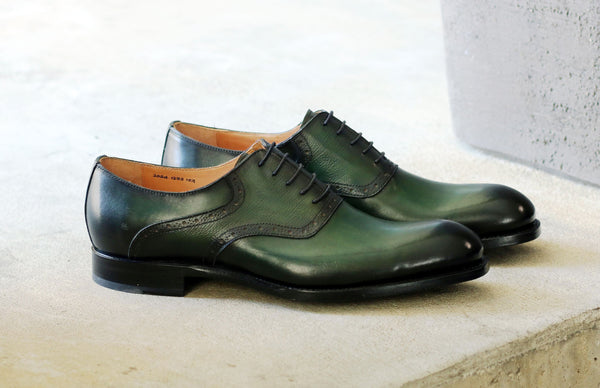 Ugo Vasare "Hudson" Burnished Calfskin Lace-Up Oxford Green