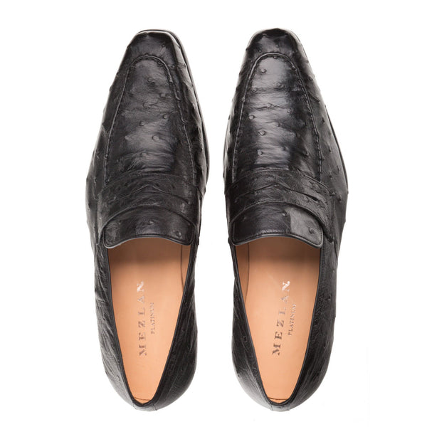 Mezlan Lisbon Ostrich Loafer - Black