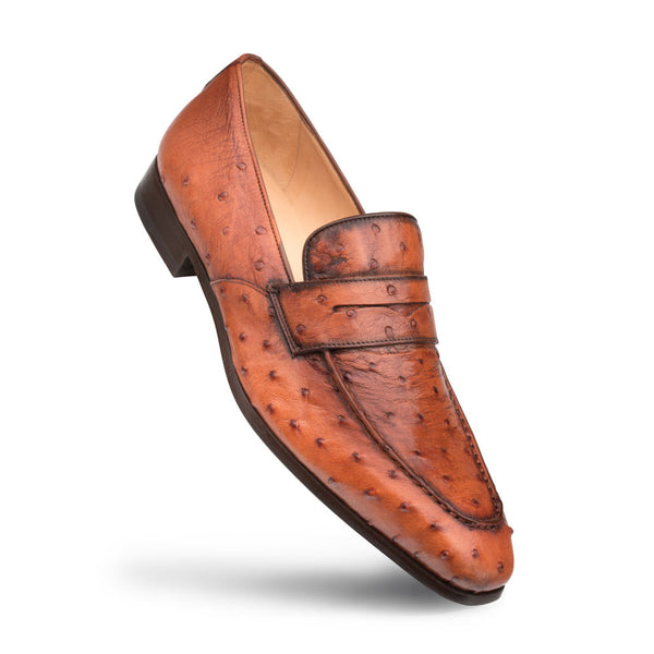 Mezlan Lisbon Ostrich Loafer - Brandy