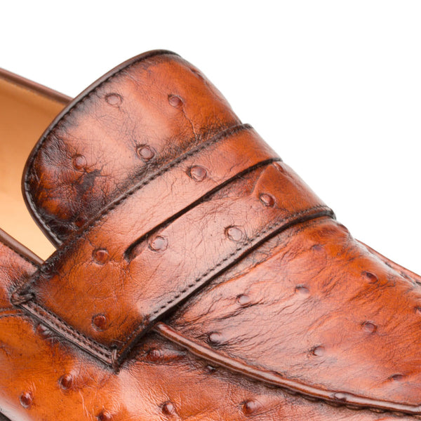 Mezlan Lisbon Ostrich Loafer - Brandy