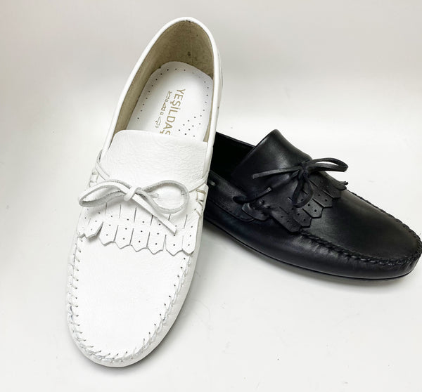 C&E Calfskin Driving Moccasin - White