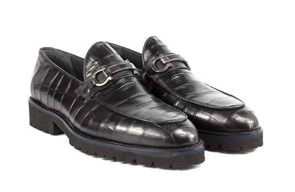 Corrente Michel Crocodile Loafer - Black