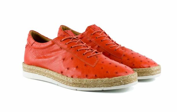 Pelle Monaco Ostrich Espadrille - Coral