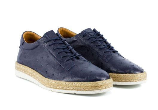 Pelle Monaco Ostrich Espadrille - Navy