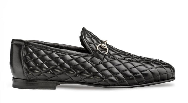 Mezlan Quilted Calfskin Loafer - Black