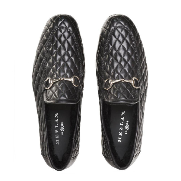 Mezlan Quilted Calfskin Loafer - Black
