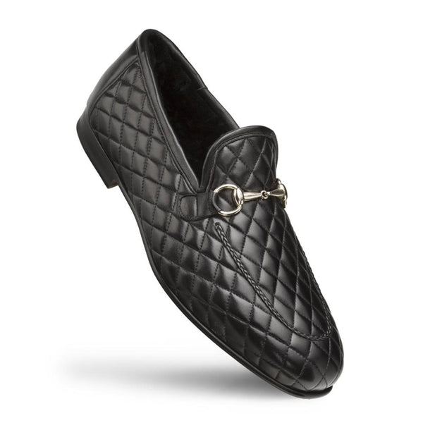 Mezlan Quilted Calfskin Loafer - Black