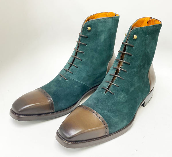 Mezlan Suede/Calfskin Boot - Forest Green/Brown