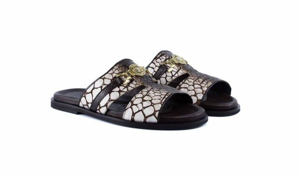 Pelle Vinnie Leather Sandal - Brown/White